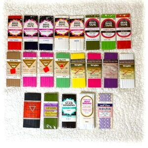 Vintage Bias Tape Lot - Wrights, J&P Coats, Single & Double Folded for Sewing